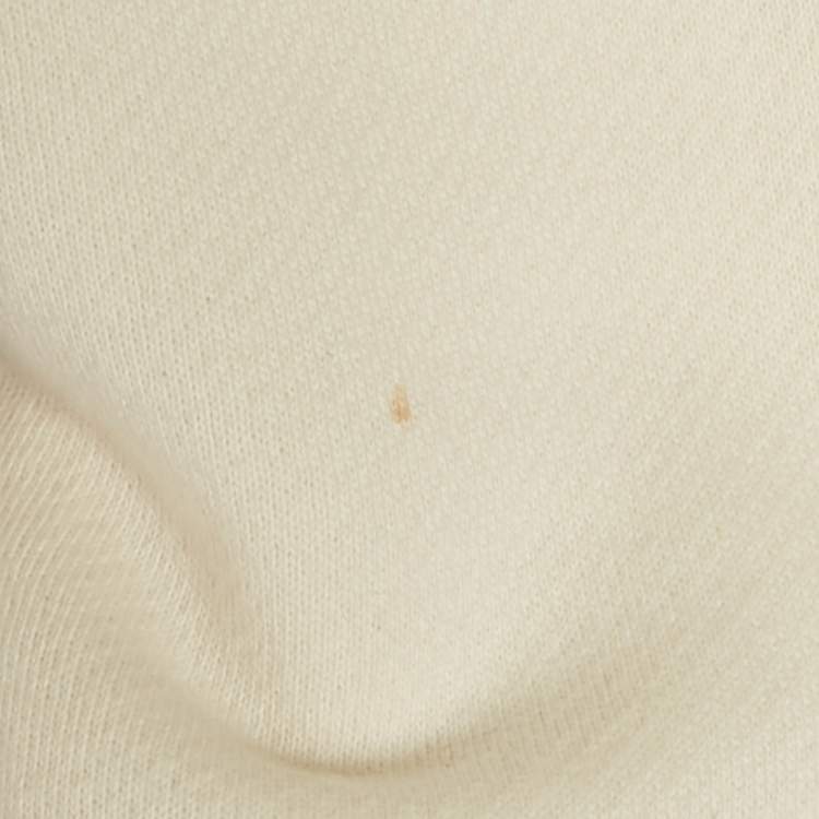 Pre Owned Gucci Cream Teddy Embroidered Cotton Knit Hoodie S