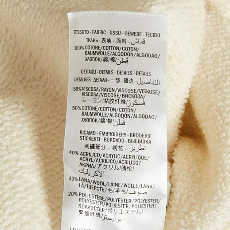 Pre Owned Gucci Cream Teddy Embroidered Cotton Knit Hoodie S