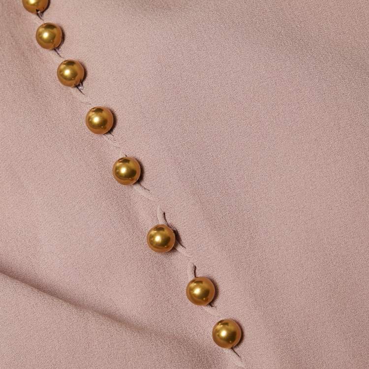 Pre Owned Gucci Mauve Embellished Neck Silk Mini Dress S