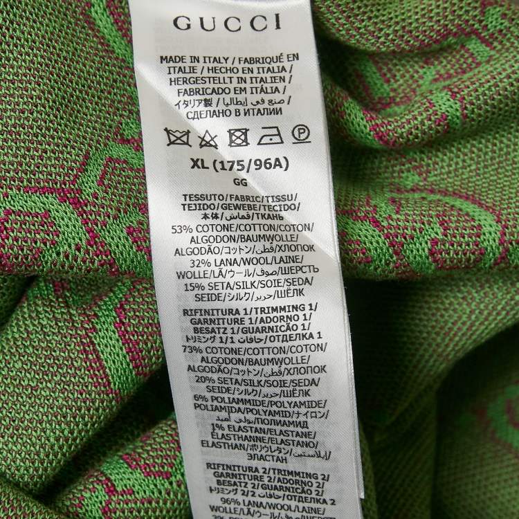 Pre Owned Gucci Green GG Jacquard Cotton Knit T-Shirt Dress XL