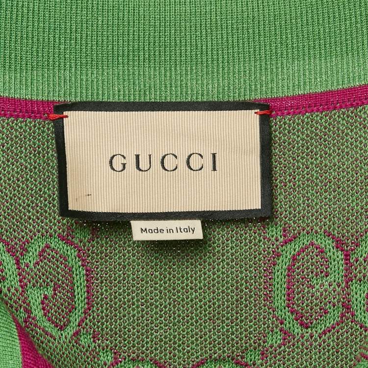 Pre Owned Gucci Green GG Jacquard Cotton Knit T-Shirt Dress XL