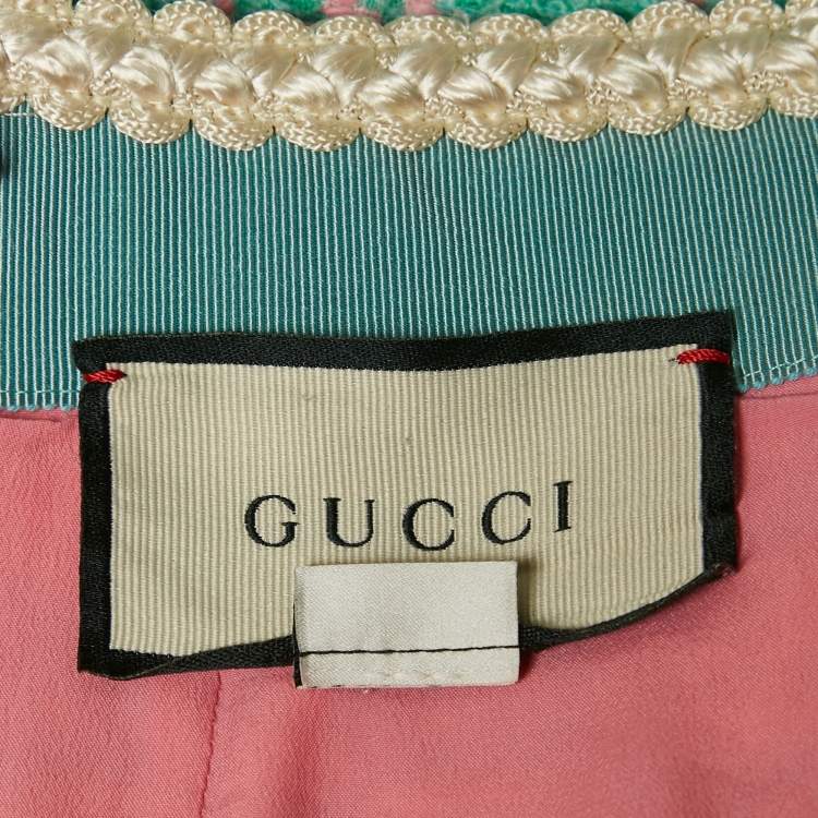 Pre Owned Gucci Blue/Pink GG Tweed Mini Skirt M 