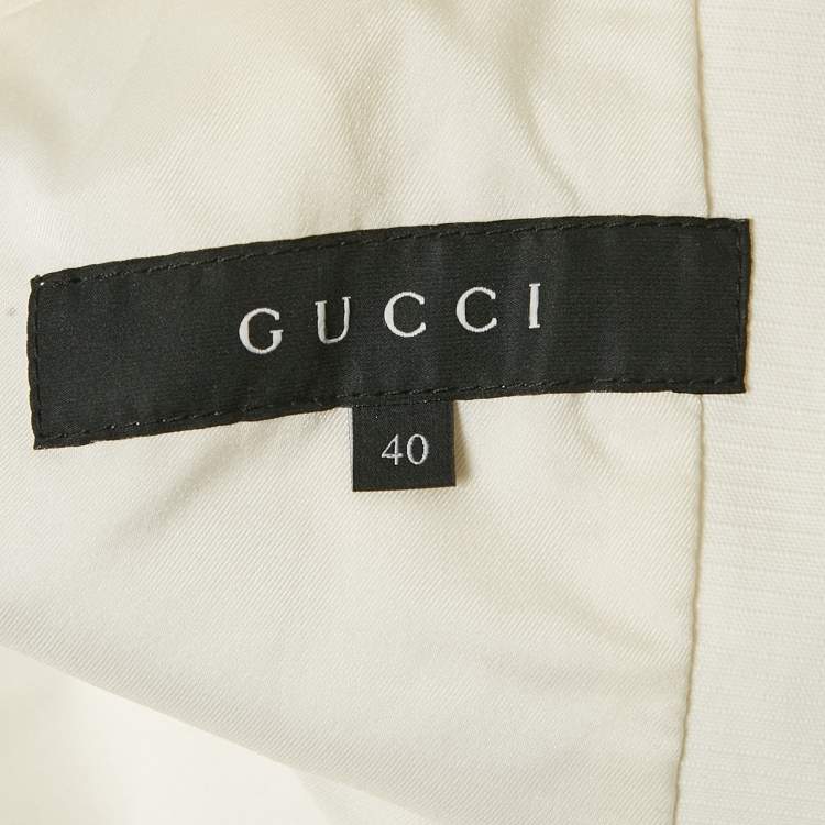 Pre Owned Gucci Off-White Textured Cotton Applique Detail Jacket S
