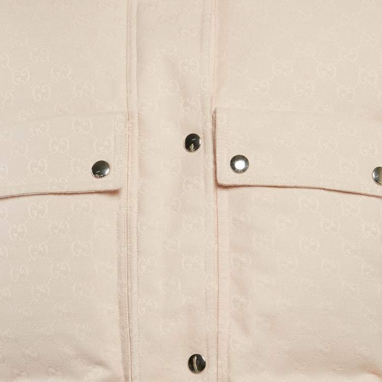 Pre Owned Gucci Pink GG Cotton Canvas Puffer Jacket S