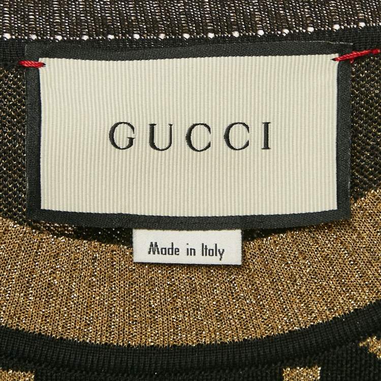 Pre Owned Gucci Black GG Lamé Wool Knit Sweatshirt S