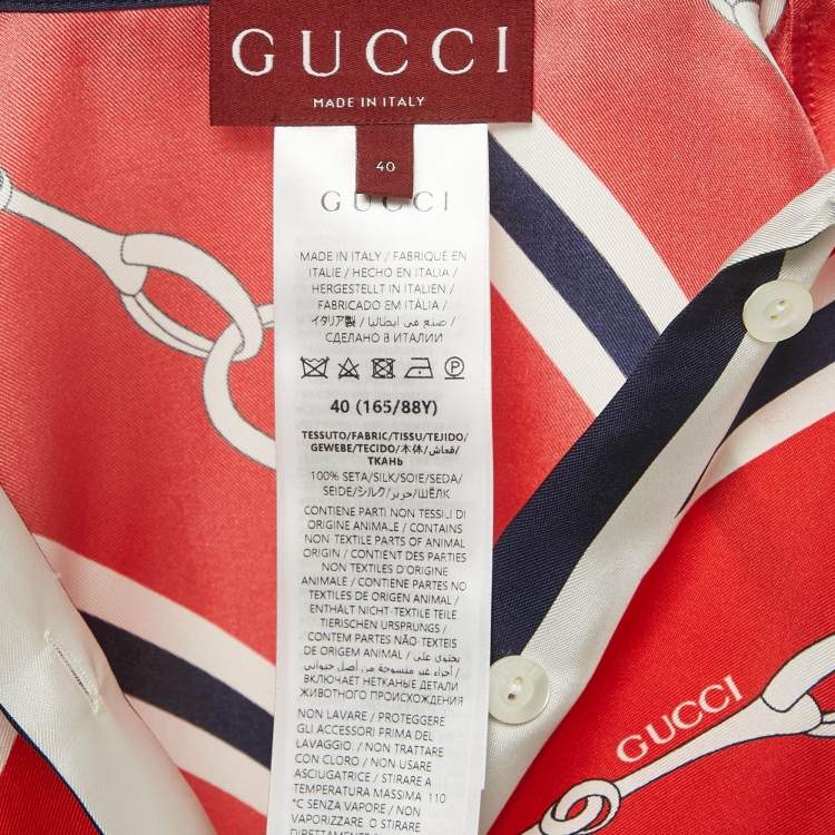 Pre Owned Gucci Multicolor Horse-bit Print Silk Blouse and Skirt Set S