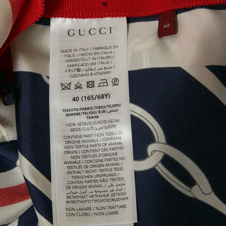 Pre Owned Gucci Multicolor Horse-bit Print Silk Blouse and Skirt Set S