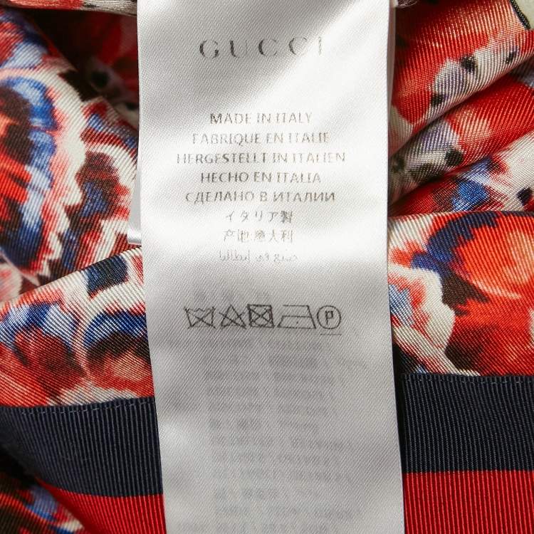 Pre Owned Gucci Red Garden Print Silk Pajama Top and Trousers Set M