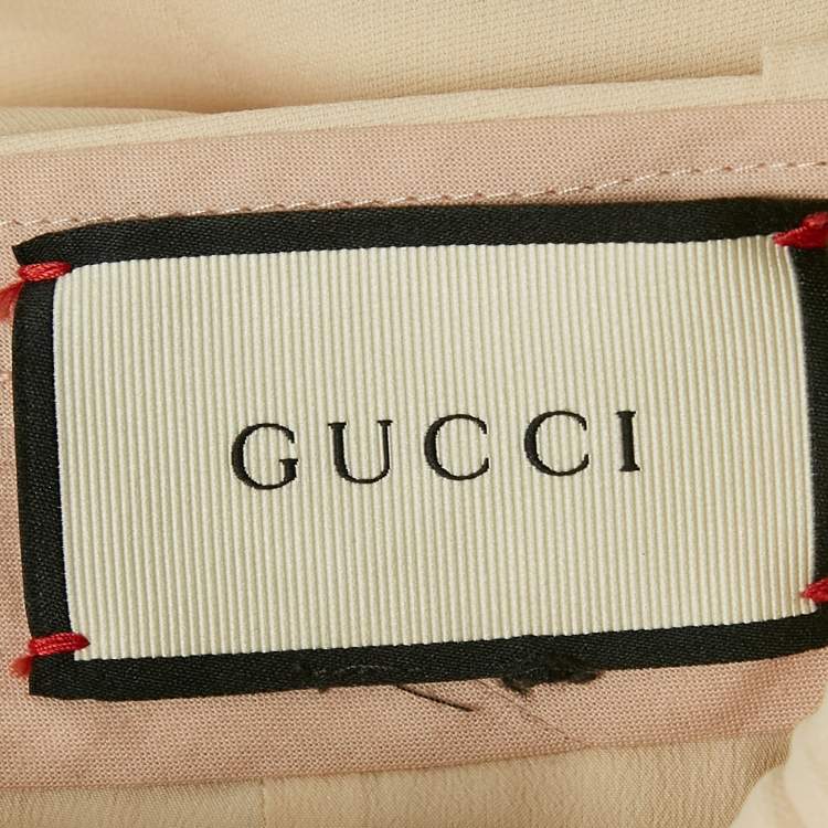 Pre Owned Gucci Cream Wool Wide-Leg Trousers S