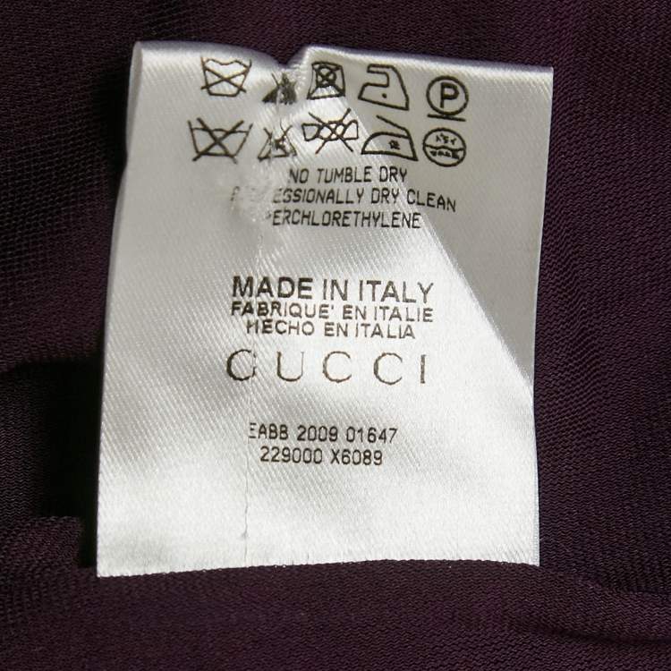 Pre Owned Gucci Purple Jersey Zip Detail Draped Short Dress M