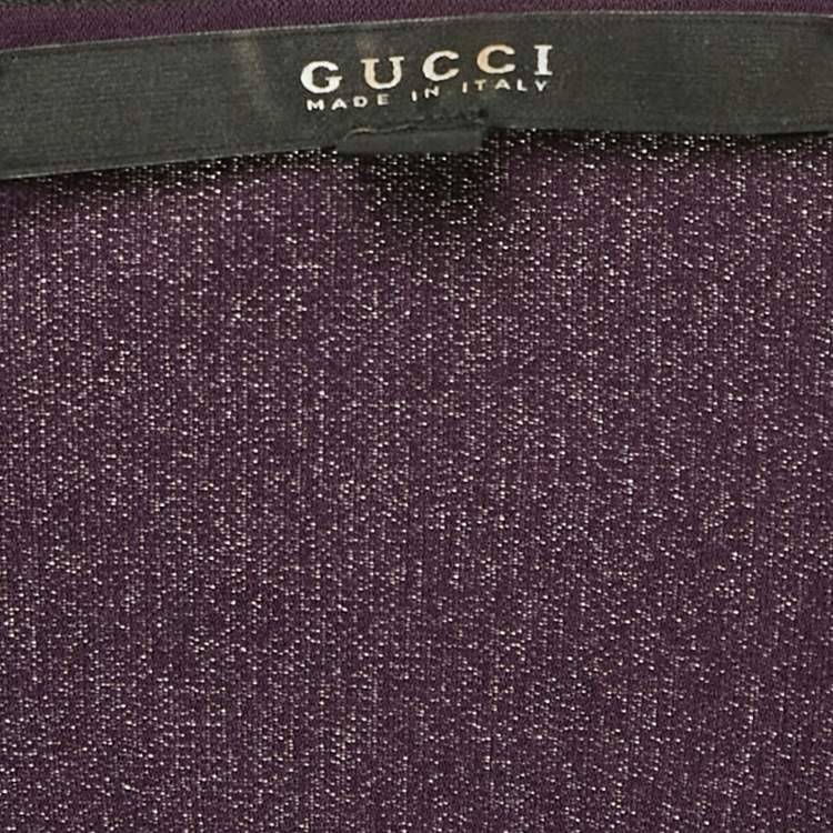 Pre Owned Gucci Purple Jersey Zip Detail Draped Short Dress M