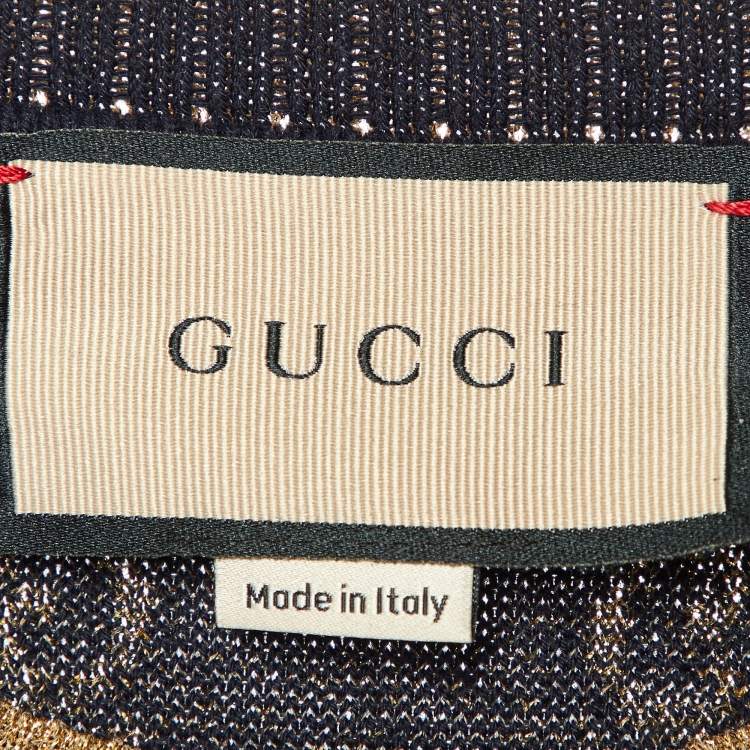 مملوكة مسبقًا Gucci Dark Blue GG Cotton Lamé Crew Neck Jumper M
