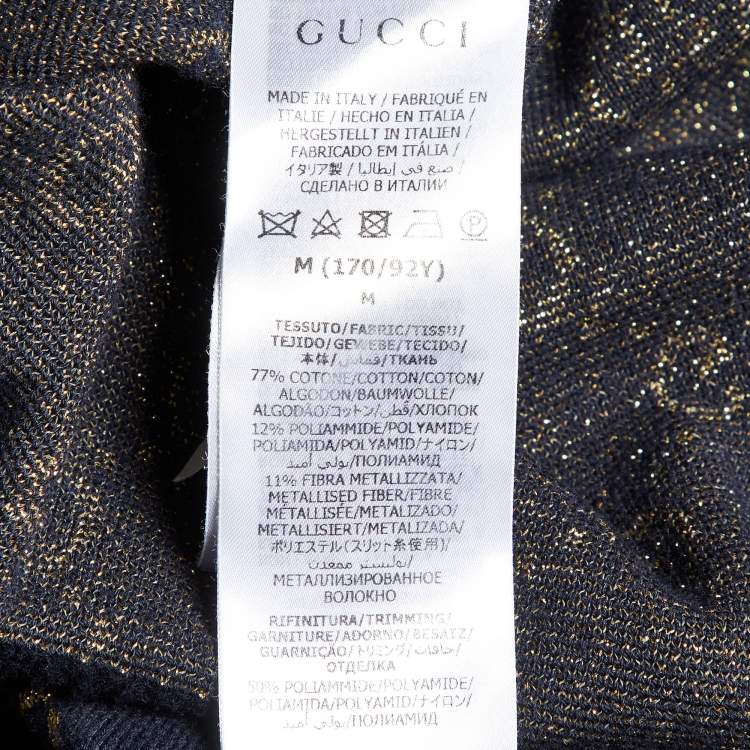 مملوكة مسبقًا Gucci Dark Blue GG Cotton Lamé Crew Neck Jumper M