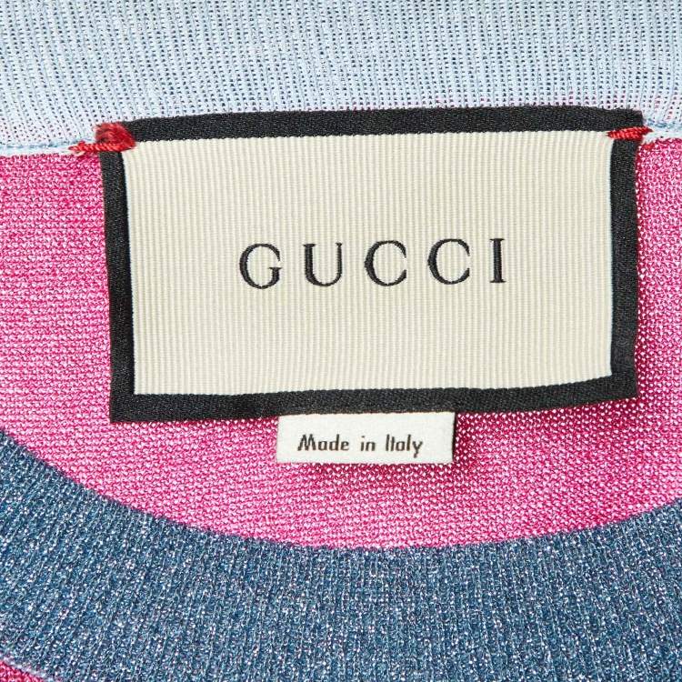 Pre Owned Gucci Multicolor Tiger Heat Lurex Knit Crew Neck Jumper M