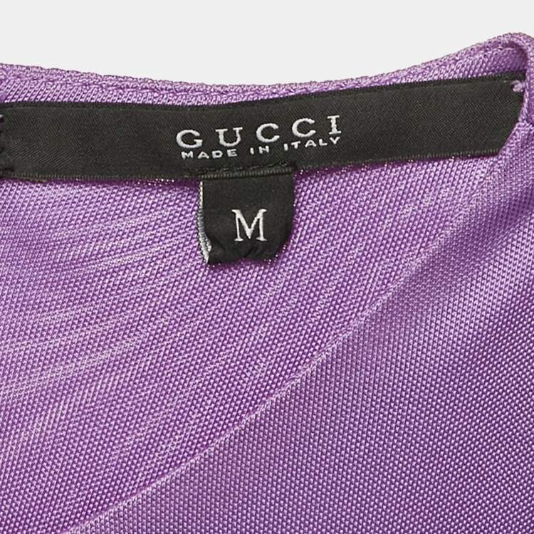 Pre Owned Gucci Purple/Black Jersey Cap Sleeve Short Dress M