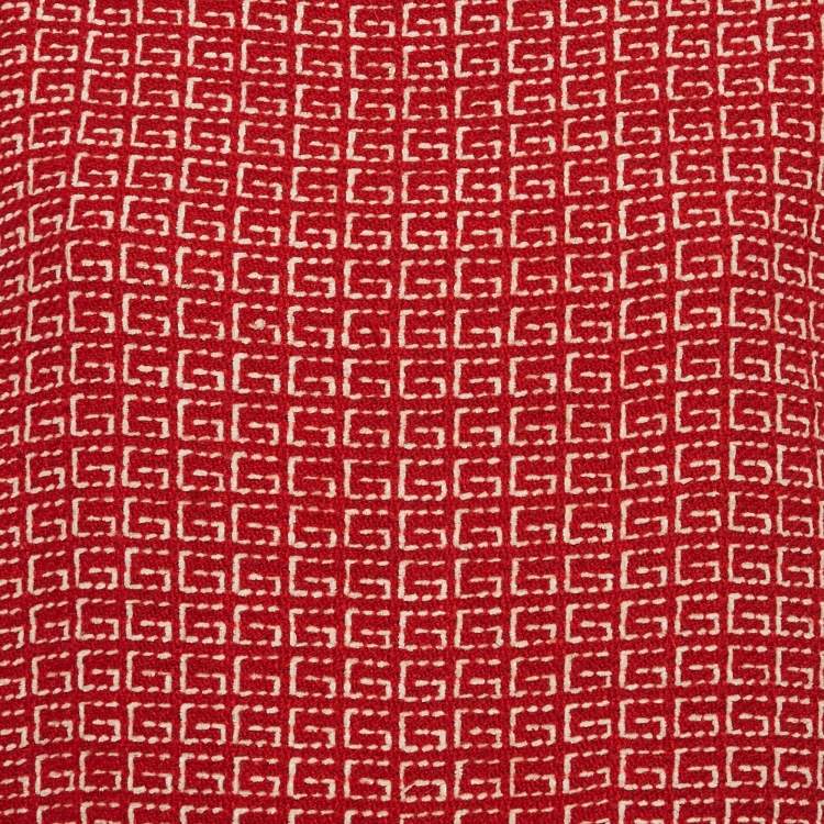 مملوكة مسبقًا Gucci Red Logo Patterned Wool Blend Pocket Detail Mini Dress M