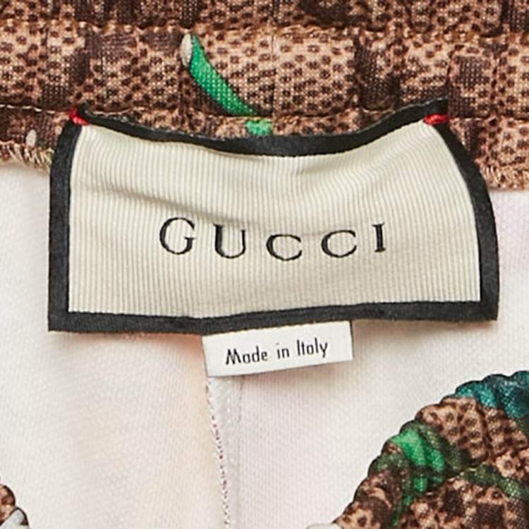 Pre Owned Gucci Brown GG Supreme and Floral Print Jersey Shorts XS