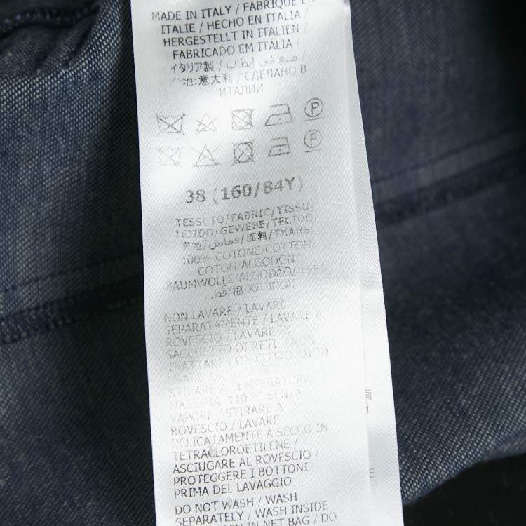 Pre Owned Gucci Blue Denim Logo Button Detail Jacket S