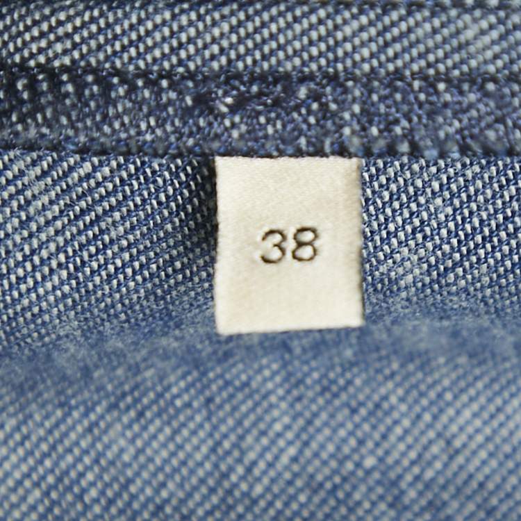 Pre Owned Gucci Blue Denim Logo Button Detail Jacket S