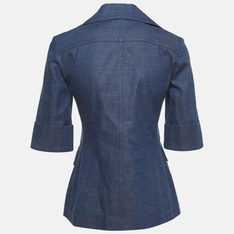Pre Owned Gucci Blue Denim Logo Button Detail Jacket S