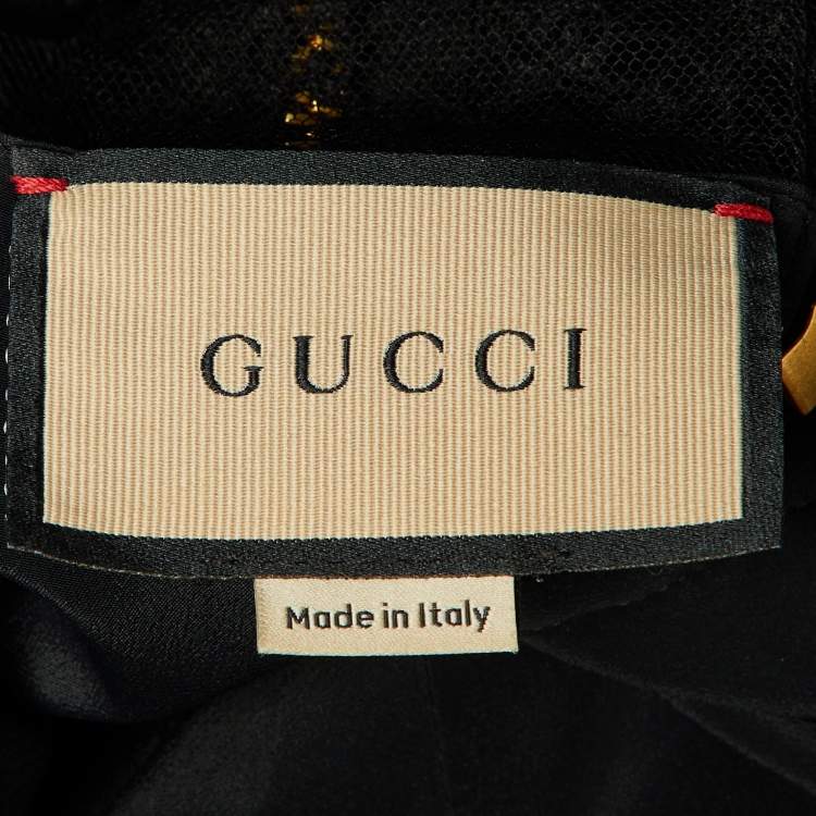 Pre Owned Gucci Black GG Supreme Lace and Knit Detachable Cuff Midi Dress S
