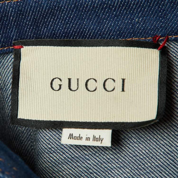 Pre Owned Gucci Blue Denim Belted Jumpsuit S