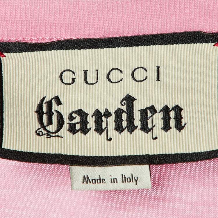 Pre Owned Gucci Garden Pink Eye Print Cotton Crew Neck T-Shirt XS
