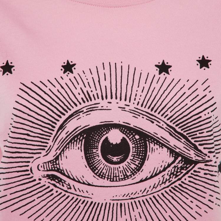 Pre Owned Gucci Garden Pink Eye Print Cotton Crew Neck T-Shirt XS