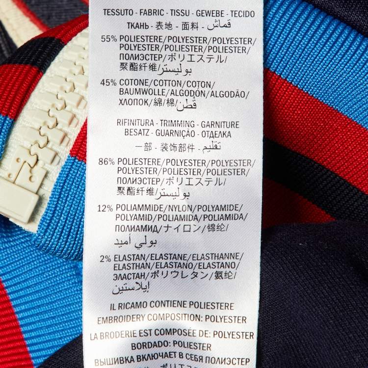 مملوكة مسبقًا Gucci Navy Blue Jersey Bow Detail Bomber Jacket S