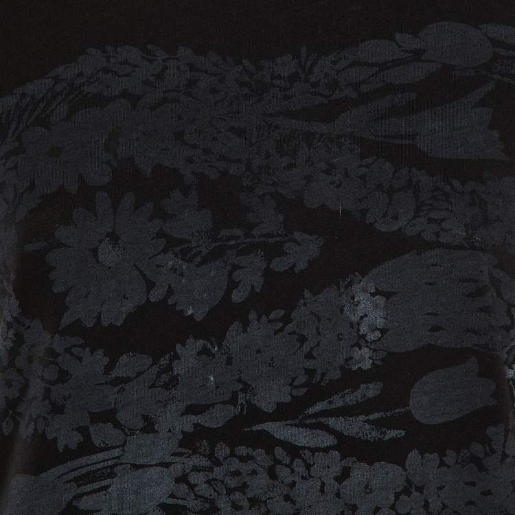 Pre Owned Gucci Black Printed Cotton Knit T-Shirt XS