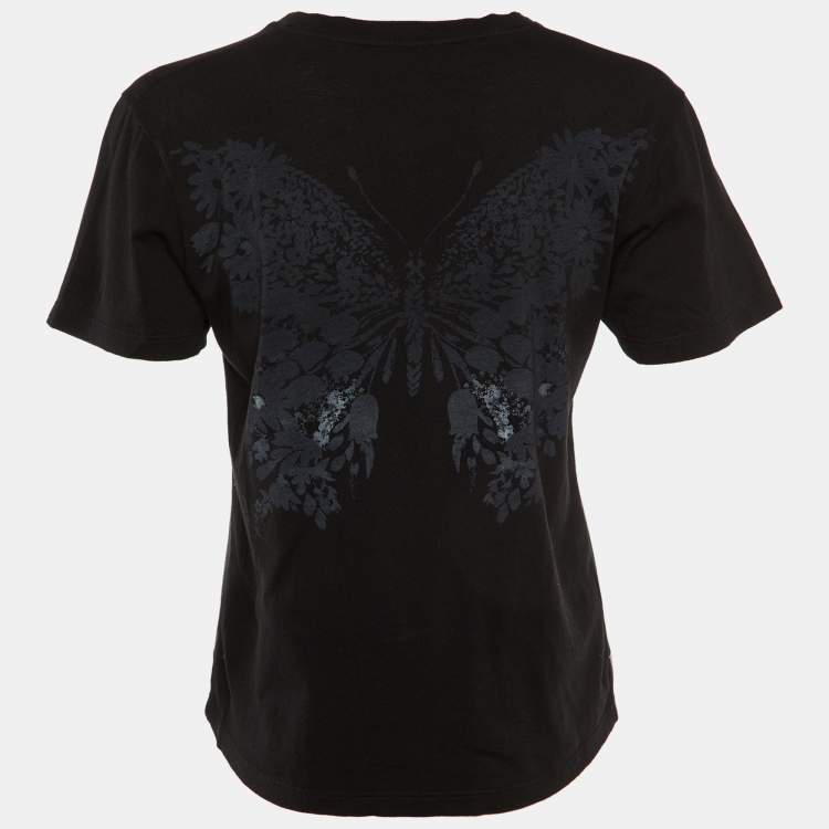 Pre Owned Gucci Black Printed Cotton Knit T-Shirt XS