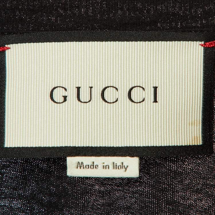 Pre Owned Gucci Black Printed Cotton Knit T-Shirt XS
