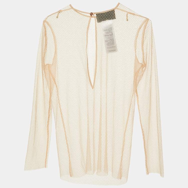 Pre Owned Gucci Light Pink Tulle Sheer Top S
