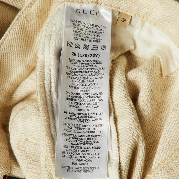 Pre Owned Gucci Beige GG Jacquard Straight Leg Trousers M