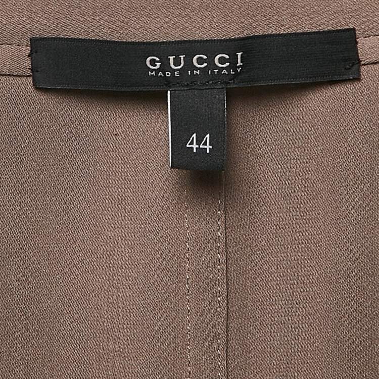 Pre Owned Gucci Brown Silk Belted Coat M