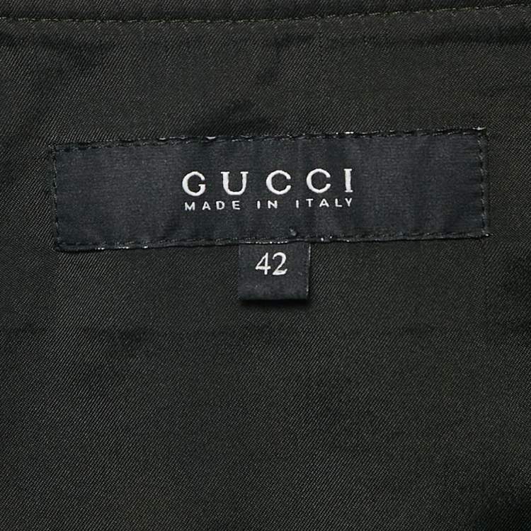 Pre Owned Gucci Green/Red Printed Velvet Pencil Skirt M