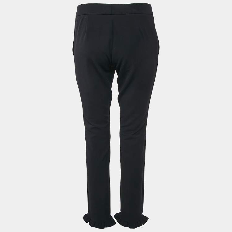 Pre Owned Gucci Navy Blue Cotton Ruffled Hem Trousers L