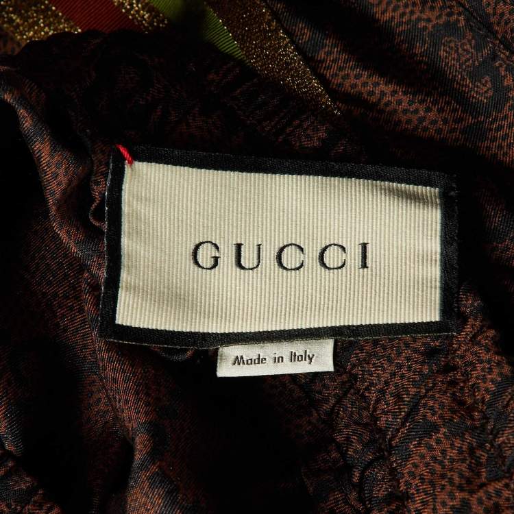 Pre Owned Gucci Brown GG Print Silk Tape Trim Trackpants S