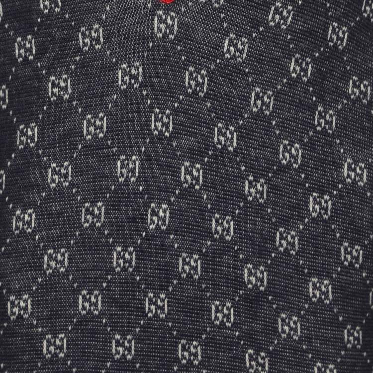Pre Owned Gucci Bicolor Logo Patterned Knit Contrast Trim Sweater Dress S