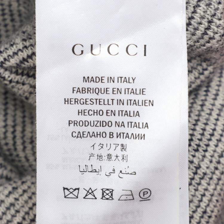 Pre Owned Gucci Bicolor Logo Patterned Knit Contrast Trim Sweater Dress S