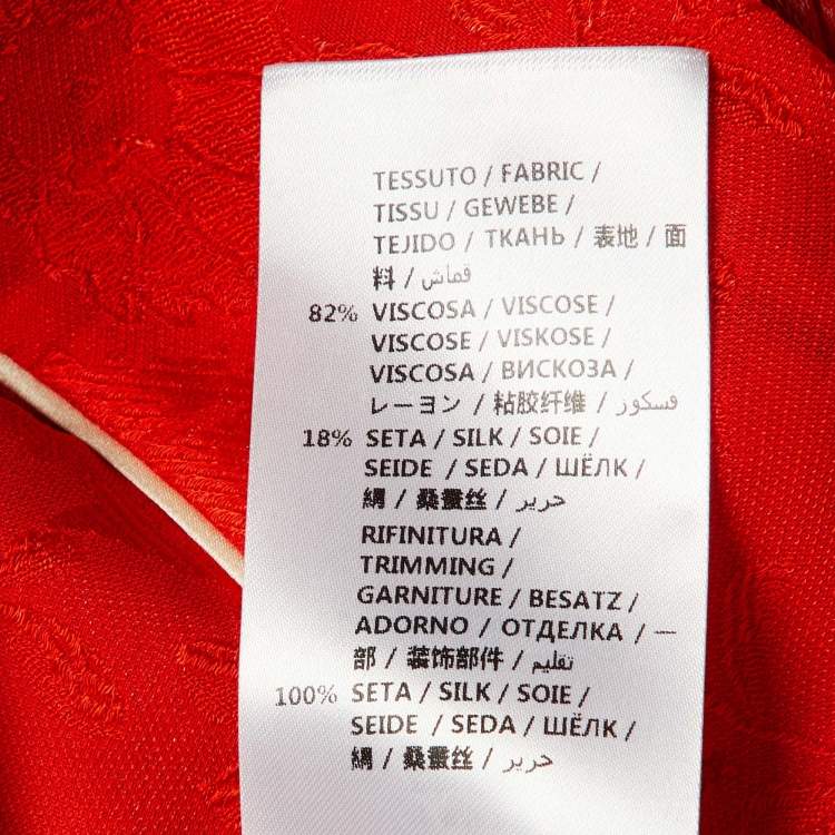 Pre Owned Gucci Red Floral Jacquard Crepe Pajamas Set S