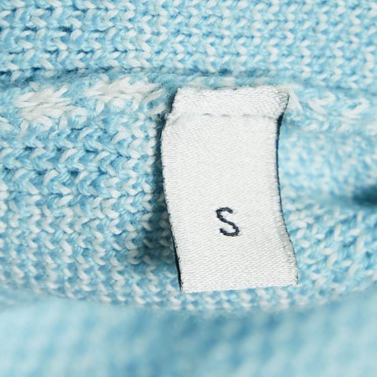 Pre Owned Gucci Blue GG Monogram Jacquard Knit Long Sleeve Sweater S