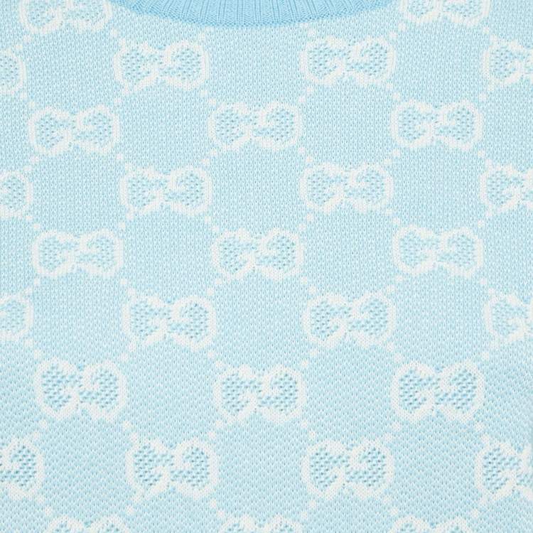 Pre Owned Gucci Blue GG Monogram Jacquard Knit Long Sleeve Sweater S