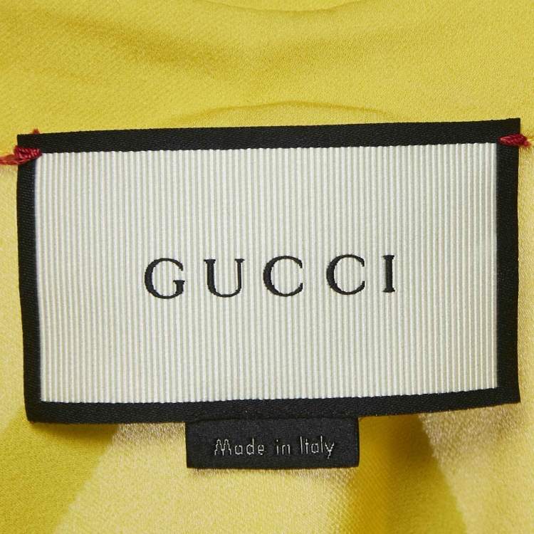 Pre Owned Gucci Yellow Silk Ruffled Shirt S