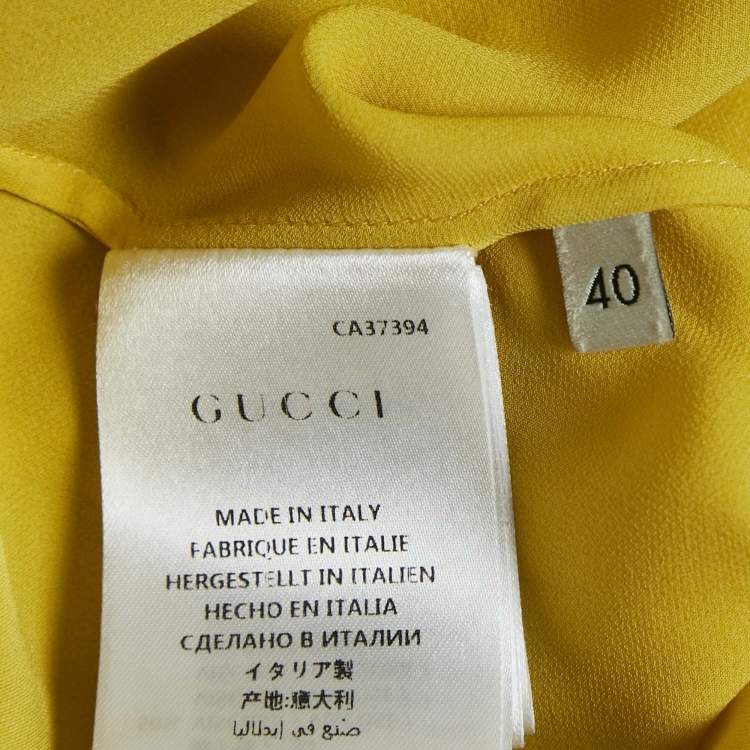 Pre Owned Gucci Yellow Silk Ruffled Shirt S