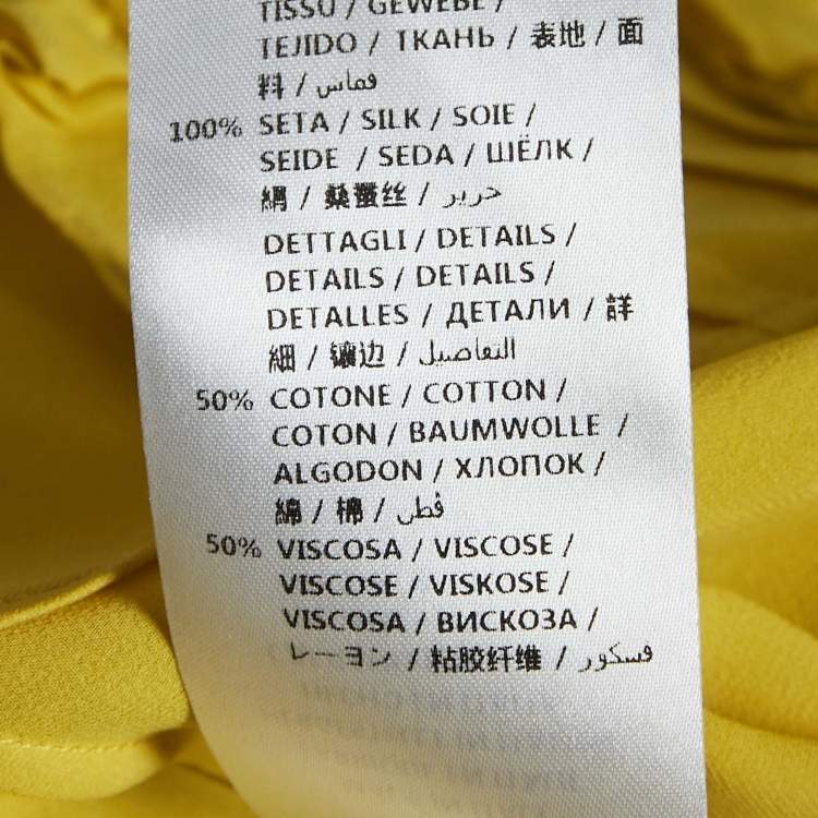 Pre Owned Gucci Yellow Silk Ruffled Shirt S