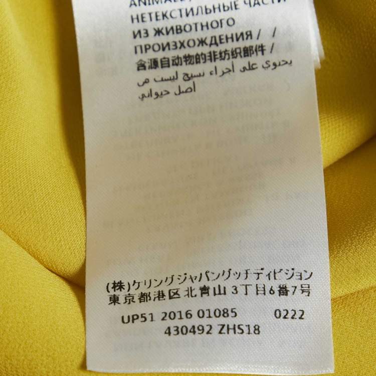 Pre Owned Gucci Yellow Silk Ruffled Shirt S