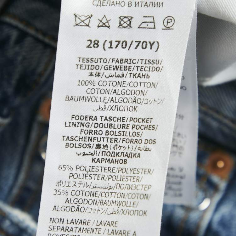 Pre Owned Gucci Blue Denim Horse-bit Detail Straight Jeans M Waist 28"