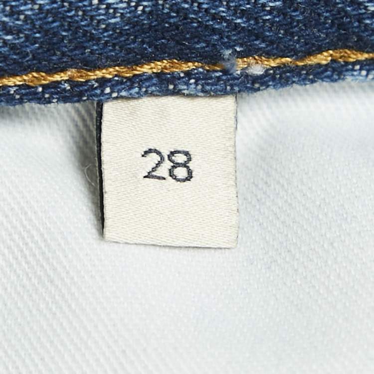 Pre Owned Gucci Blue Denim Horse-bit Detail Straight Jeans M Waist 28"