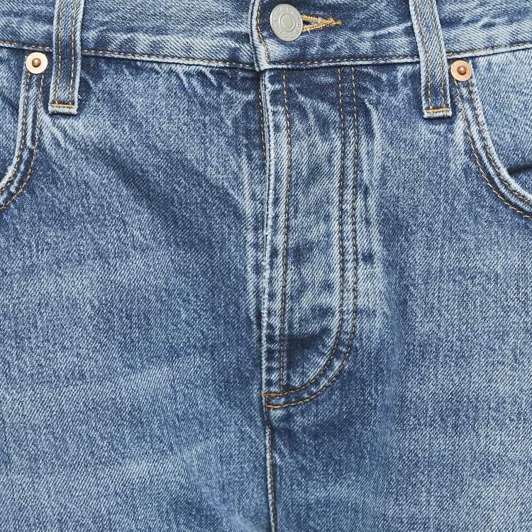 Pre Owned Gucci Blue Denim Horse-bit Detail Straight Jeans M Waist 28"